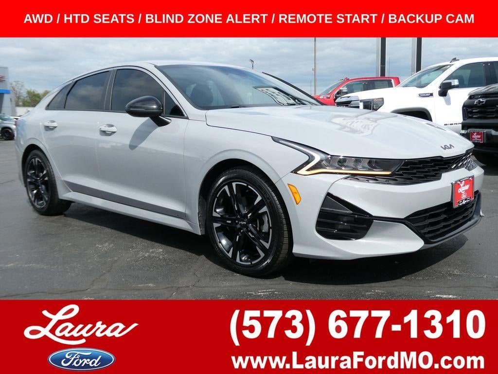 2022 Kia K5 GT-Line Auto AWD in Wolf Gray — front three-quarter view