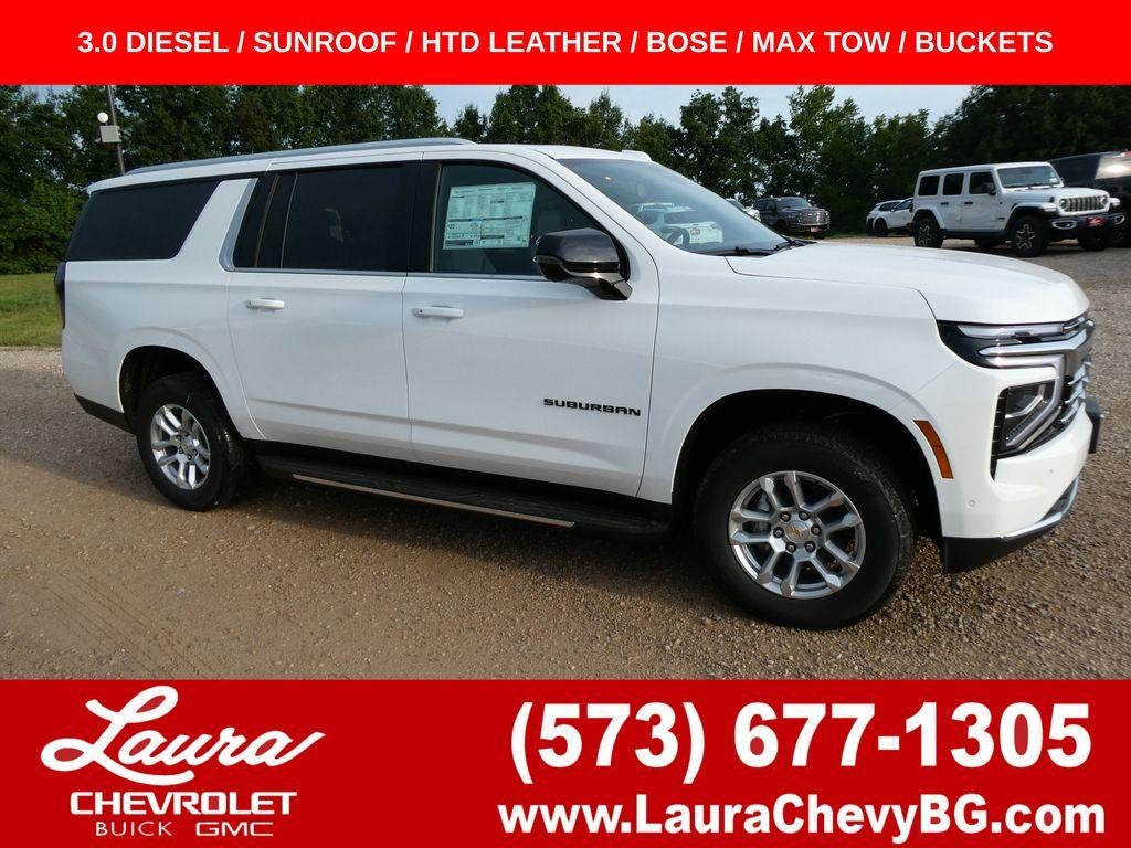 2026 Chevrolet Suburban LT in Summit White — front three-quarter view